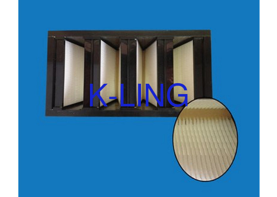 Toz tutma kapasitesi V FiberGlass Media ile banka filtresi 80 derece çalışma sıcaklığı