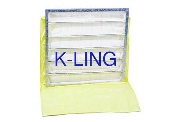 Islaklığa dayanıklı cep hava filtresi HVAC sistemleri için galvanizli çelik alüminyum alaşımlı çerçeve