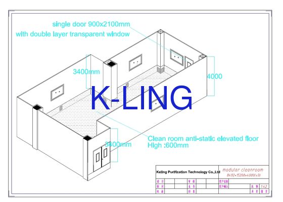 50mm Thickness Modular Cleanroom with Noise Level Less Than 65 DB and PVC or Aluminum Alloy Floor Material for Laboratory Environments