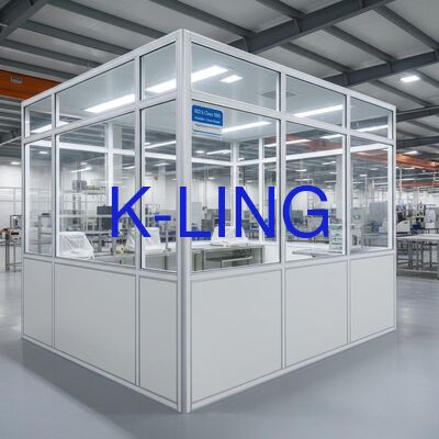 Mikroelektronik için HEPA Filtreli ve Ön Filtreli ve Cam Magnezyum Taş Yünü Sandviç Panelli ISO 5 Sınıf 100 Modüler Temiz Oda