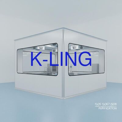 Çift Katmanlı Vakumlu Organik Cam Pencere ve Cam Magnezyum Taş Yünü Sandviç Panel ile ISO5 ISO6 ISO7 ISO8 Saflaştırma için Sert Duvar Modüler Temiz Oda